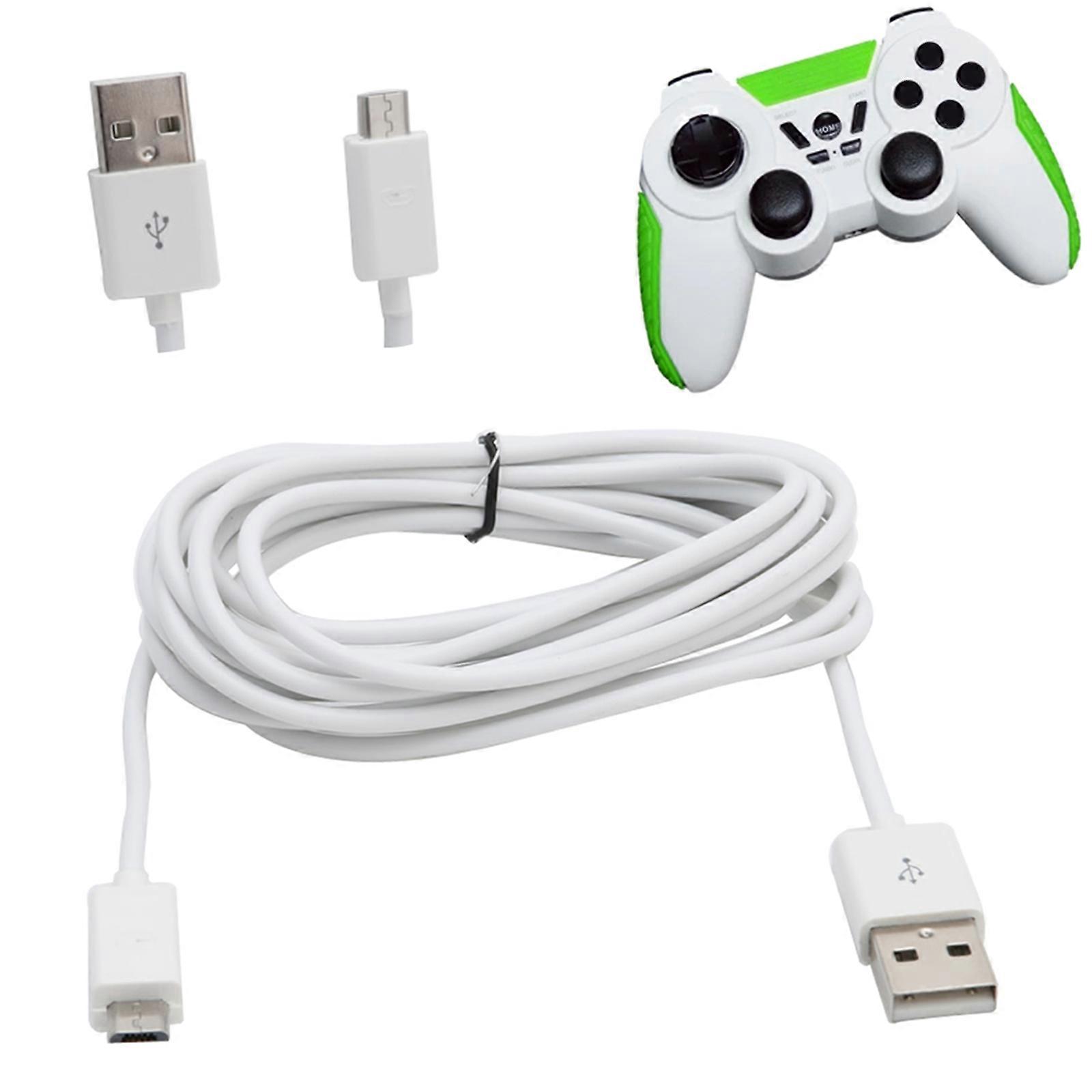 283cm Joystick Charger Cable for  Micro USB Charging Cord Wire Controler for 2005 Wireless Controller Charging  White