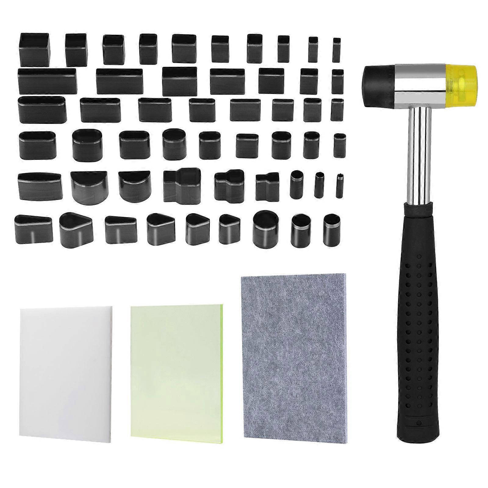 Leather Hole Punch Tool Leather Tools with Hammer Cutting Mat Leather Stamping Tools Easy to Use Leather Carving Tool Multicolor