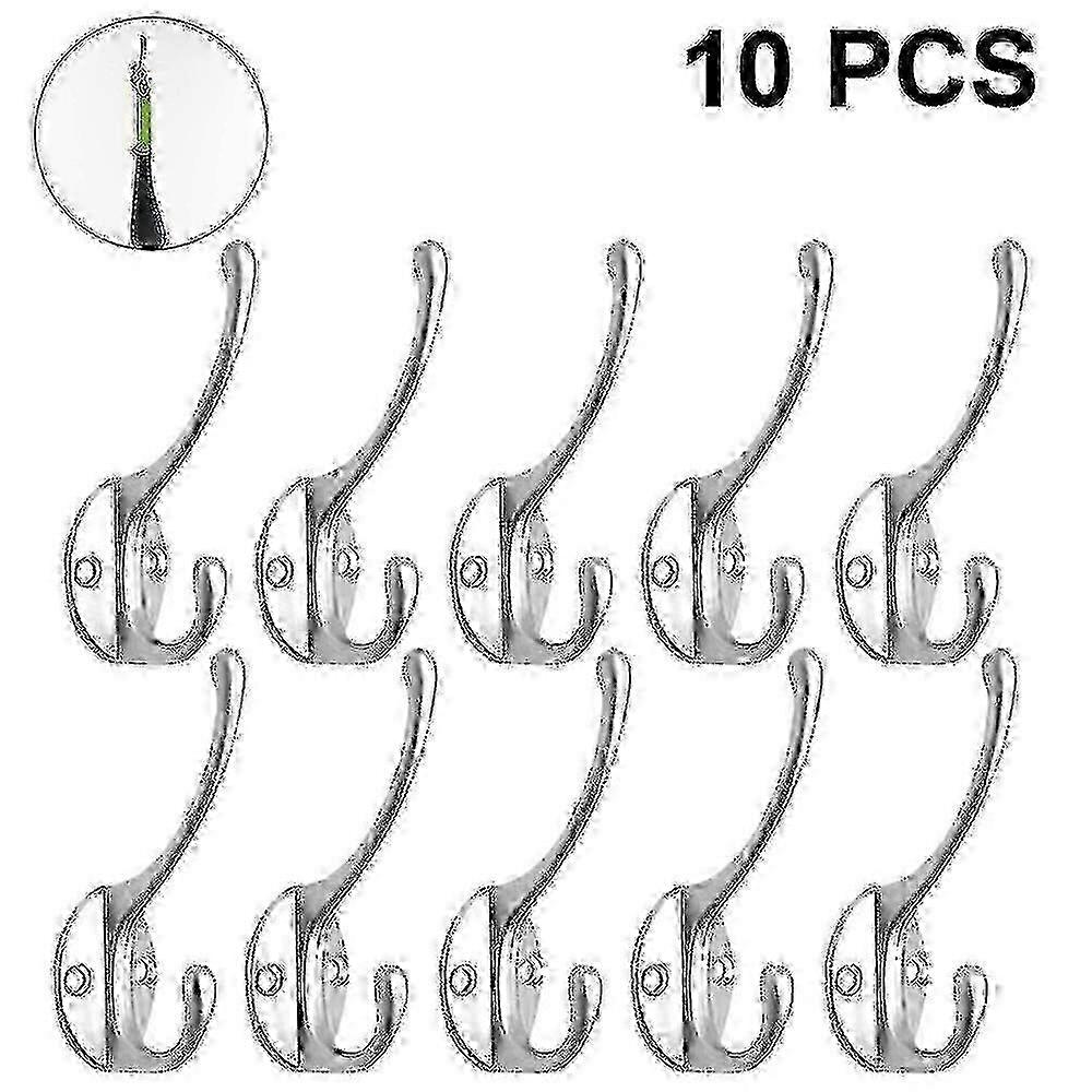 10 Pack Rustic Wall Hooks Heavy Duty Double Coat Hooks Retro Style
