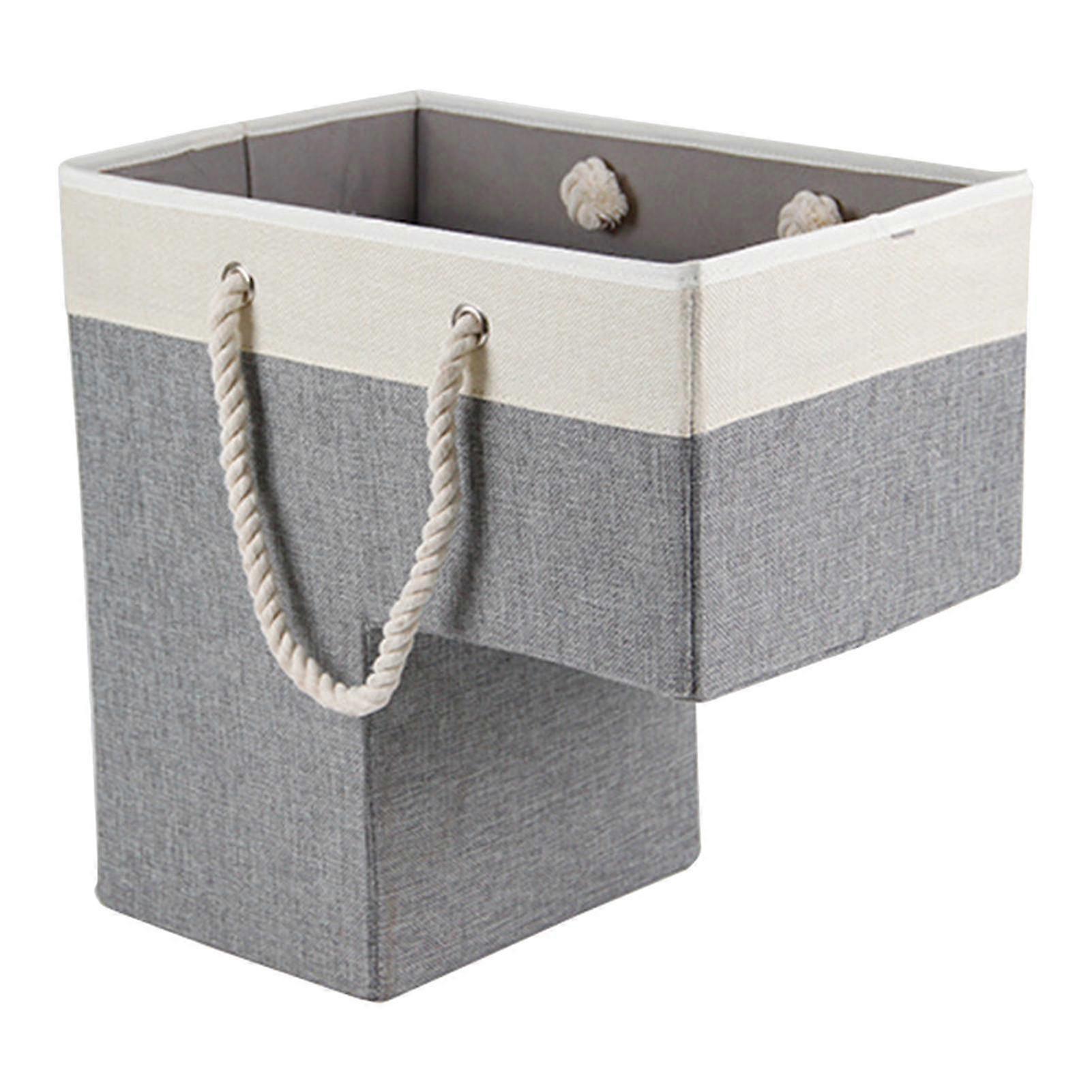 ロープハンドル付き折りたたみ式階段バスケット–階段用の大型収納オーガナイザー