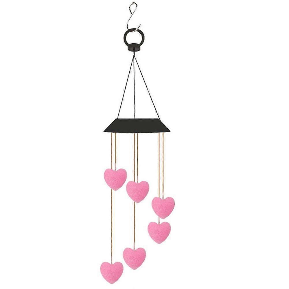 Solar Wind Chimes Heart Wind Chimes Color Changing LED Wind Chime Patio Hanging Lights Decorative Wind Bell for Yard Garden Ref: 6292