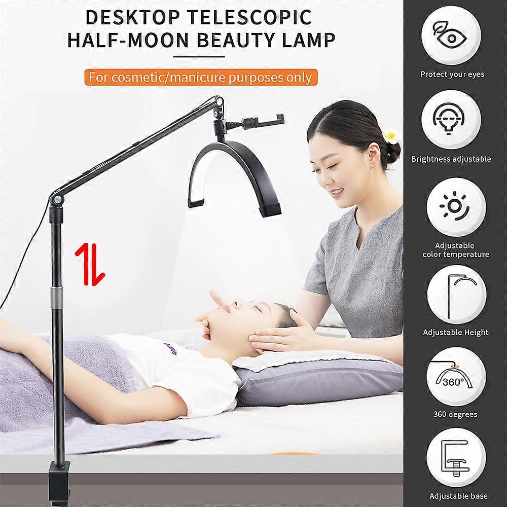 Bi-Color Half-Moon LED Video Light - Adjustable Desktop Light for Beauty & Streaming