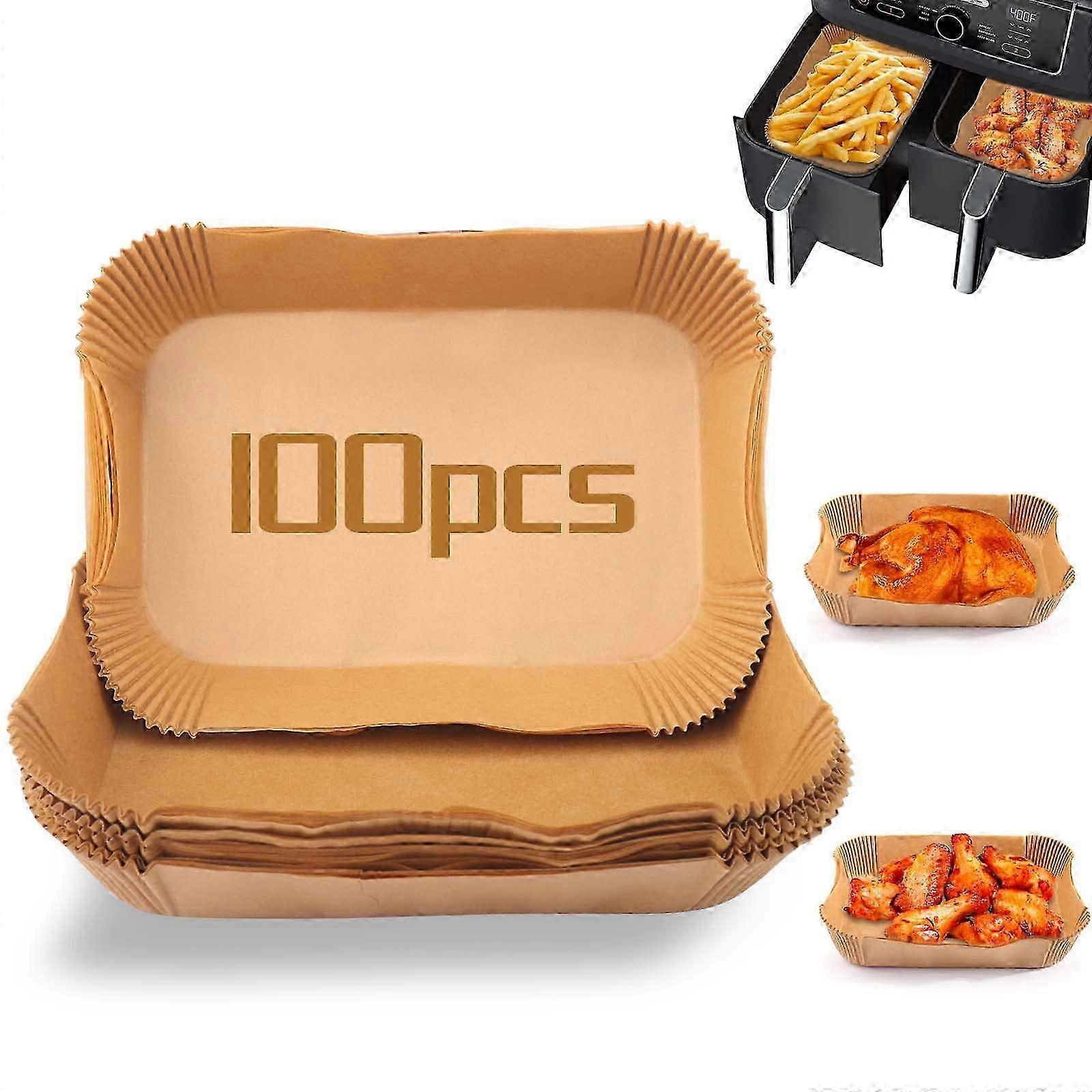 2025 100-Count Air Fryer Baking Liners - Rectangular Baking Sheets for Ninja Foodi Smart XL, DualZone and More - Air Fryer Accessories
