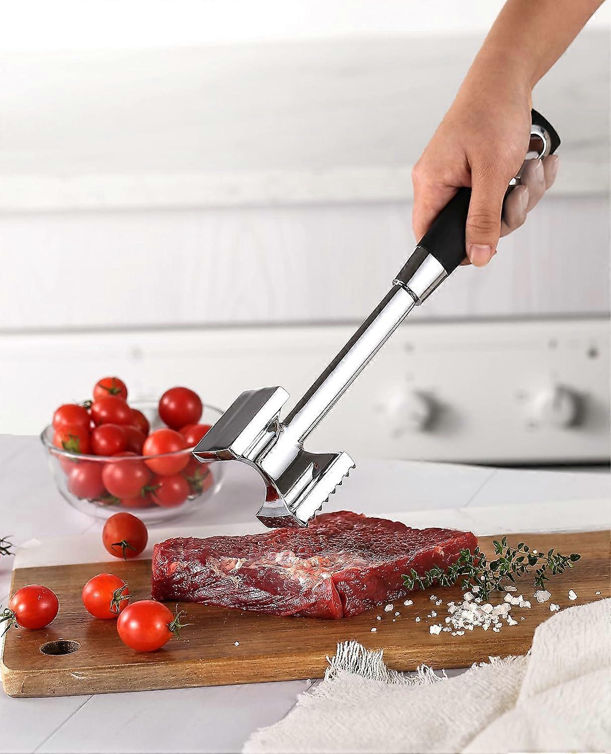 Meat Tenderizer Hammer Stainless Steel Kitchen Tool Heavy Duty Durable Double-Sided