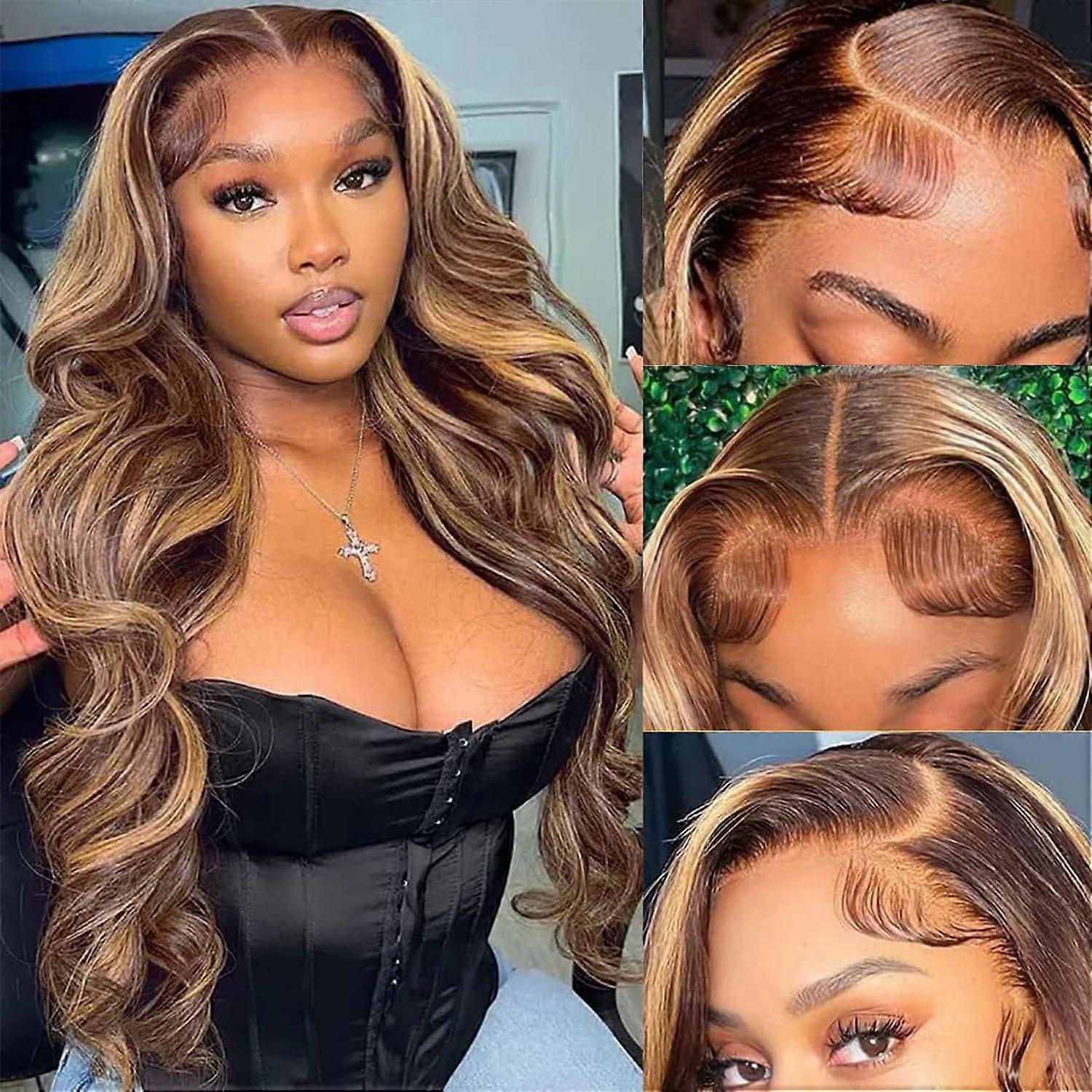 2025 Latest Model Highlight Ombre 13x6 Lace Front Wig Human Hair 28 Inch Body