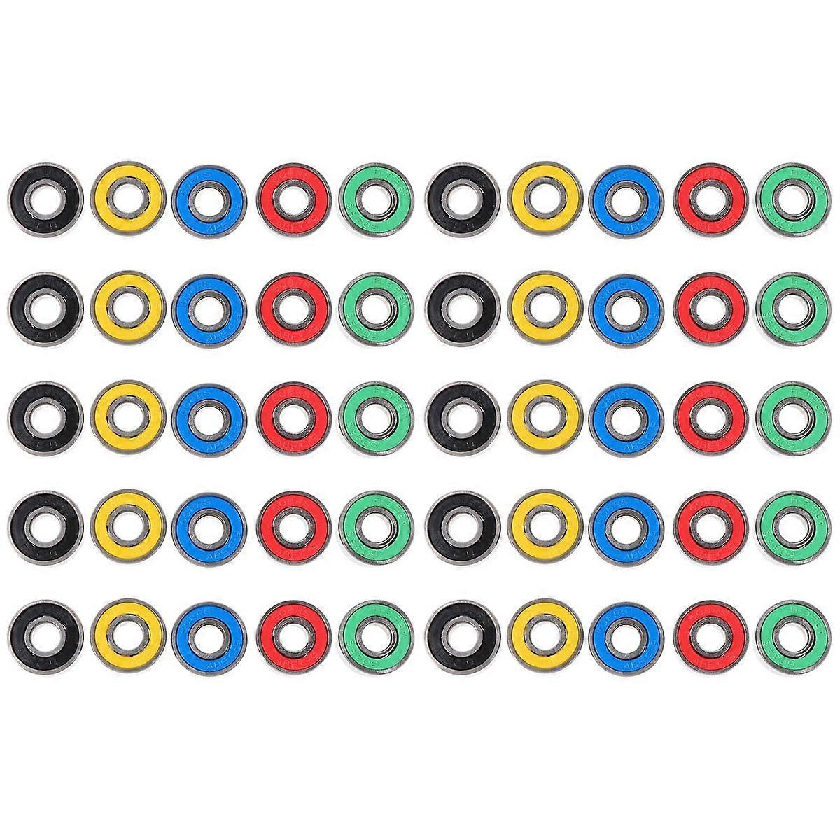 Skateboard Bearings Sliding Bearings Roller Skating Assorted Color 2.2x2.2x1.0cm 50Set