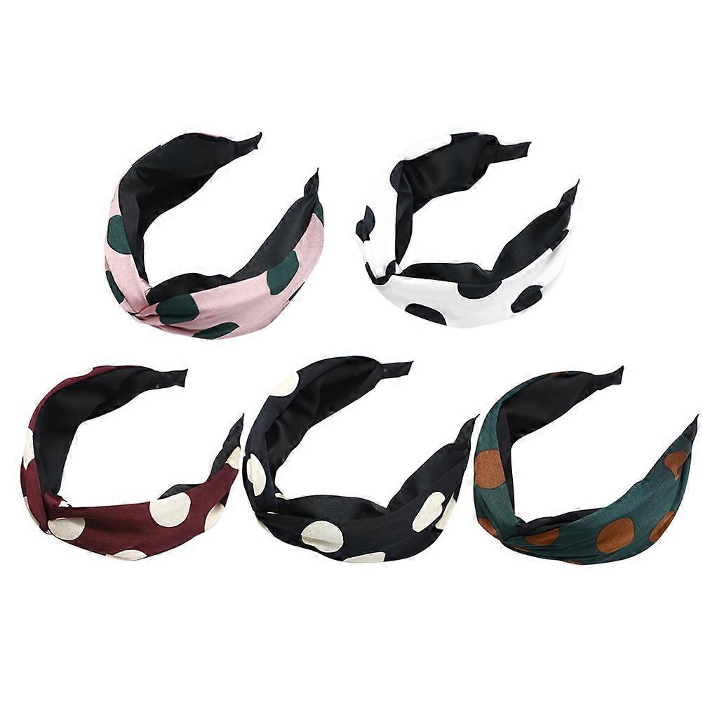 Wide Headbands Women Spotty Hair Accessories Simple Design for Meeting Appointment 5Set