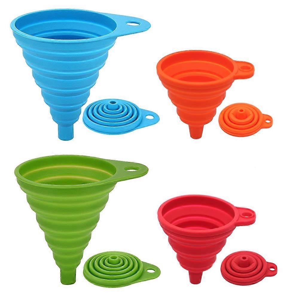 Funnel Replacement Foldable Silicone Funnel Set of 4, Food Safe for Kitchen, 2 Large and 2 Small, 4 Colors