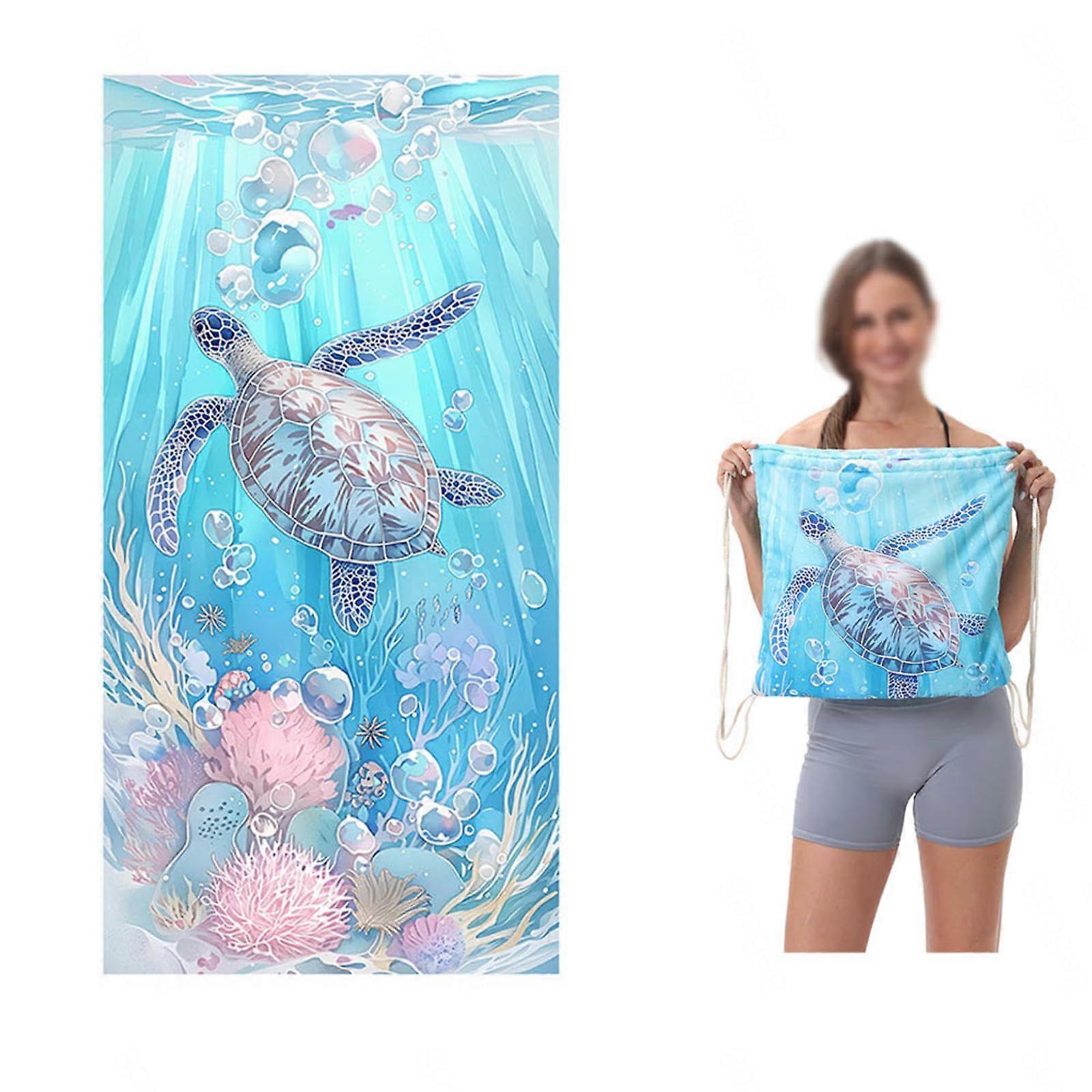 2in1 Beach Towel Microfibre Convertible into Storage Bag QuickDrying (80x160cm) Ref: 3781