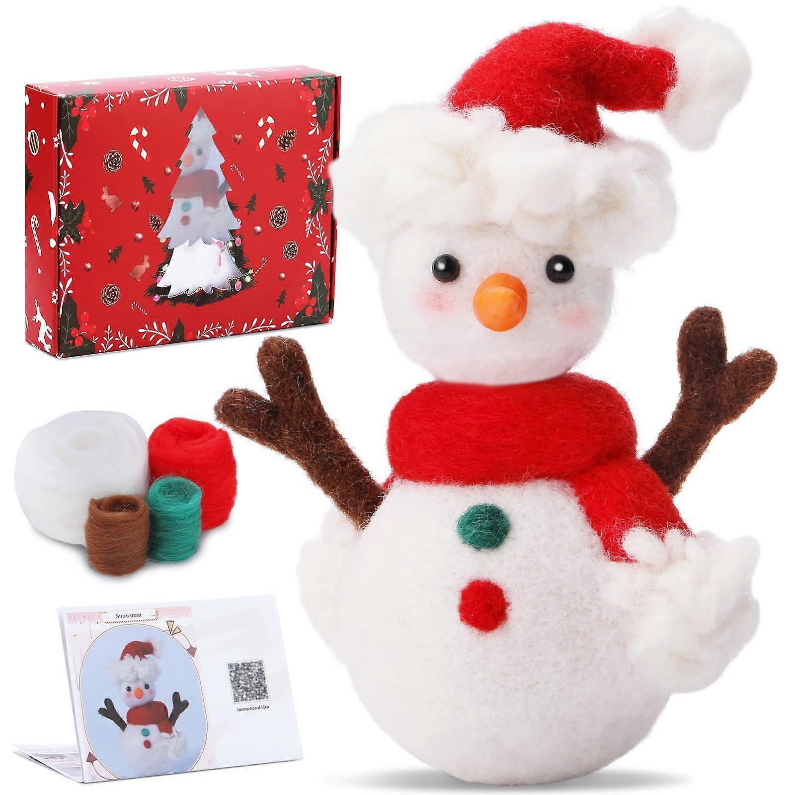 Christmas Santa Deer Wool Felting Tools Set Handmade Felting Material Package NonToxic Needle Felting Starter Kits Snowman Mother