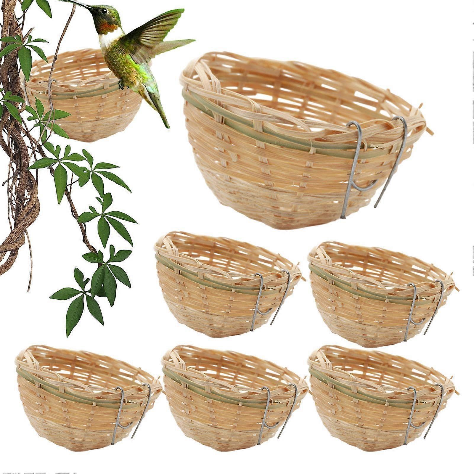 Woven Bird Nest for Hummingbirds and Wrens, Outdoor Nesting Solution for Balcony, Garden, Patio, Size 6X