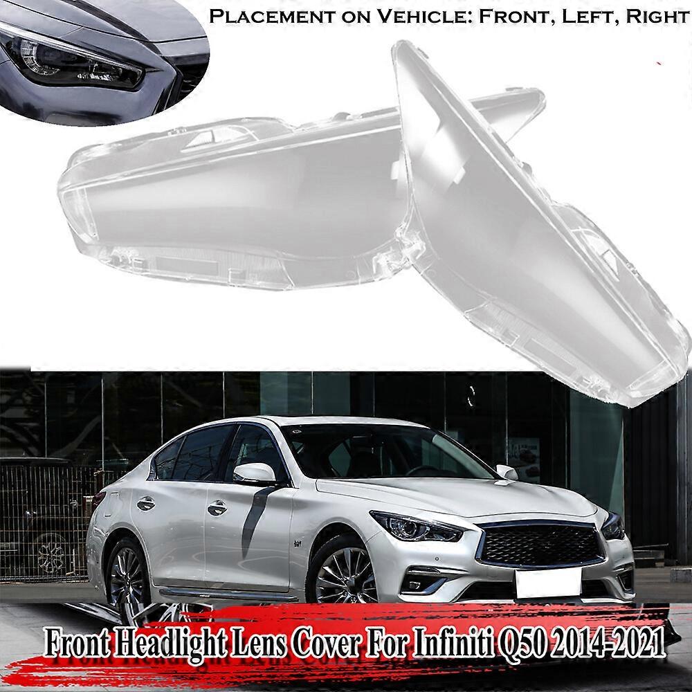 Fit For 2x Front Headlight Lens Cover For Infiniti Q50 2014-2021 Clear Lampshade L+R