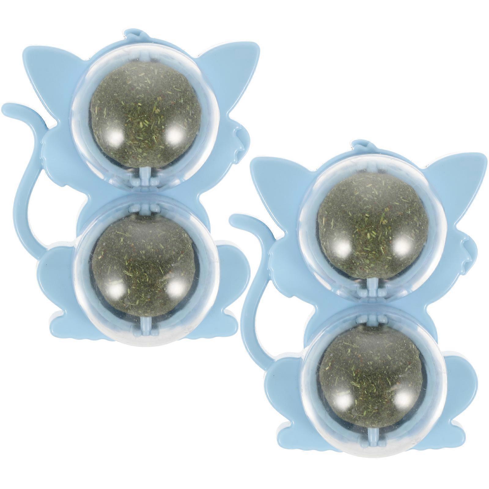 Toys For Bored Indoor Cats 2Pcs Catnip Balls Interactive Toy Cleaning Indoor Playtime Sky- .00X7.00X4.00CM