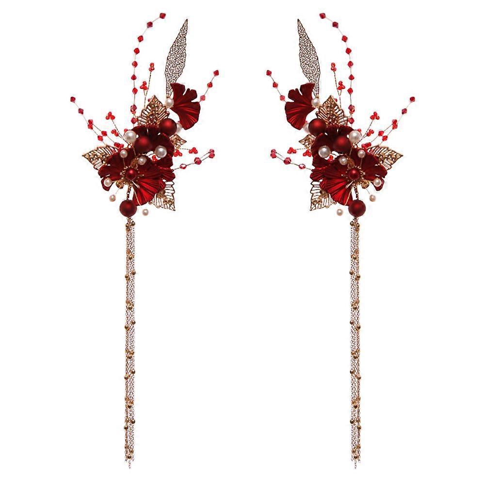 Chic Bride Headwear Wedding Toast Styling Leaf Shape Alloy Accessory 1 Pair