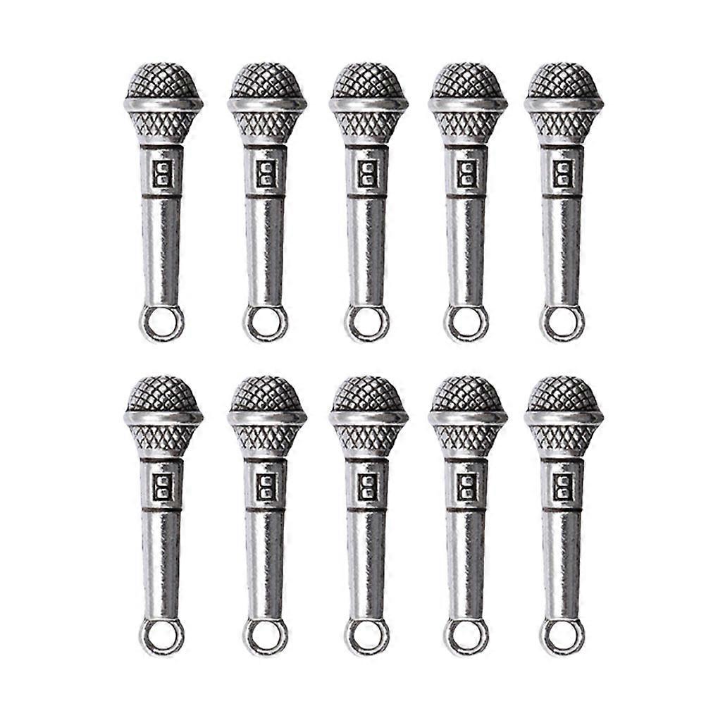 10pcs Mini Microphones Miniature Alloy Toys for Doll House Decor