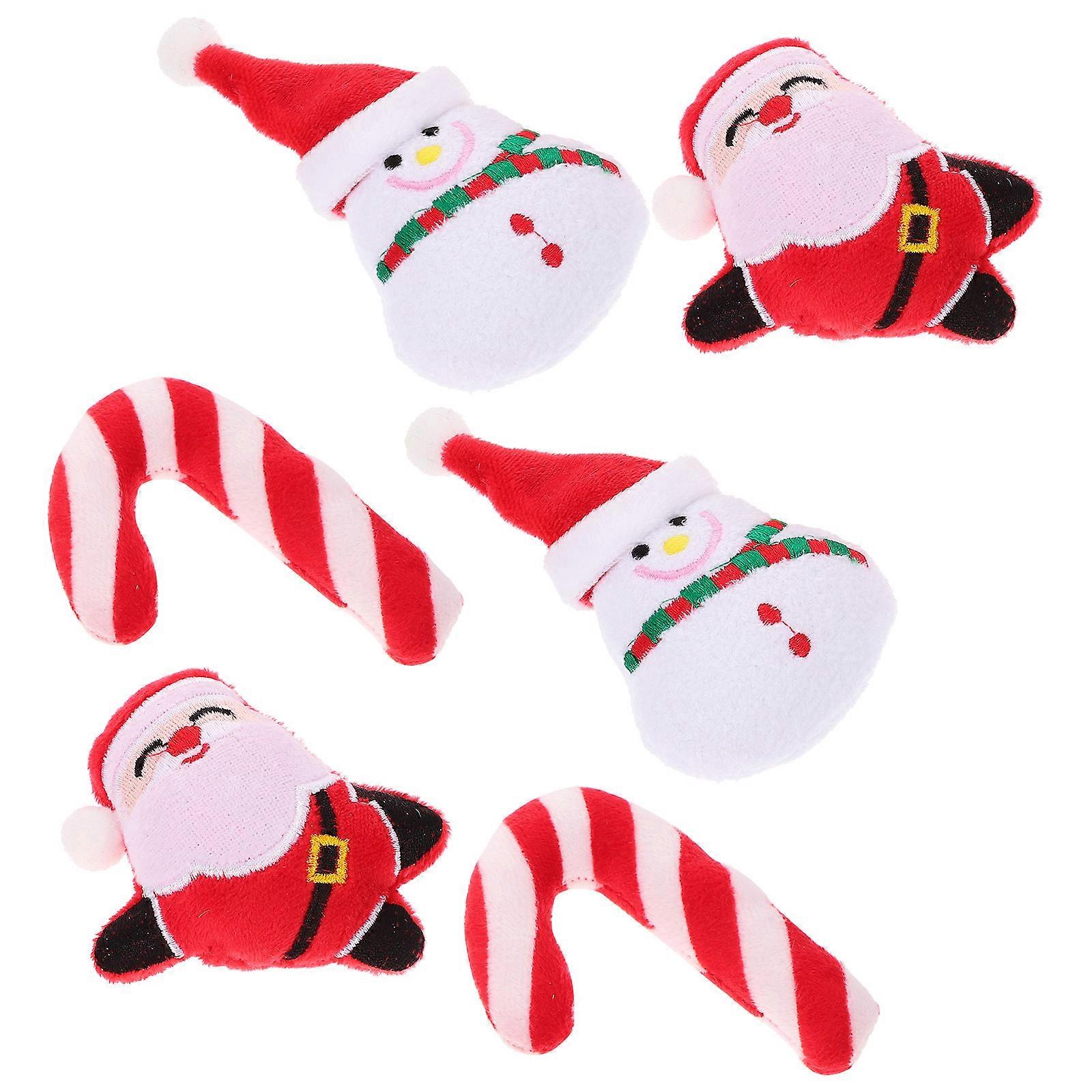 Stimulate Curiosity Catnip Toys for Cats Christmas Occasion Red Plush Chewing Toys 6Pcs