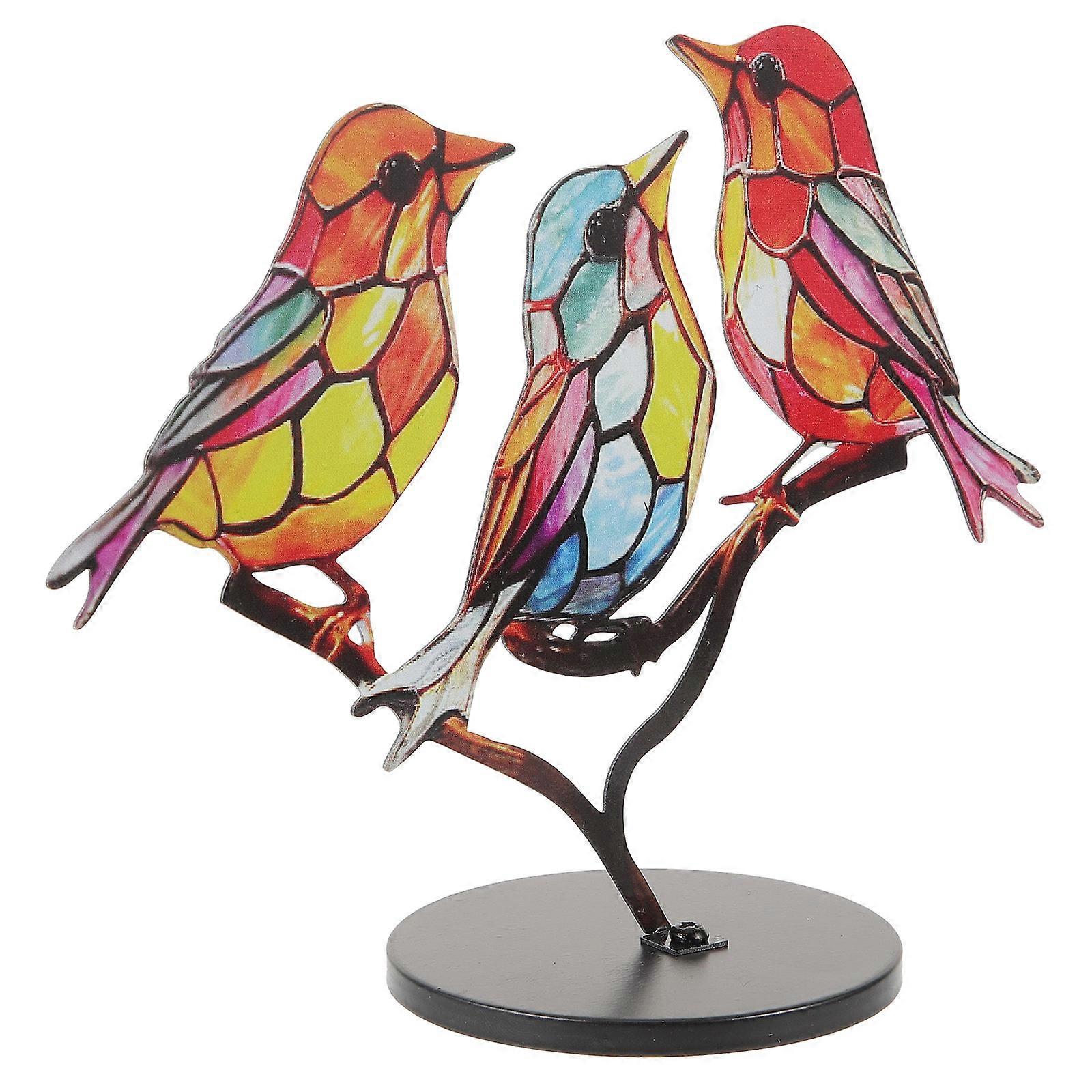 Bird Statue With Base Bird Sculpture Home Decor Figurines Multi-Colored 8.30x8.30x0.50cm 1Set