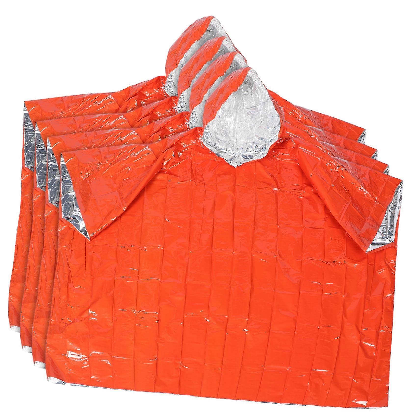 4 pieces Outdoor Emergency Rain Poncho Raincoat for Adults Survival Equipment for Camping and Emergencies and