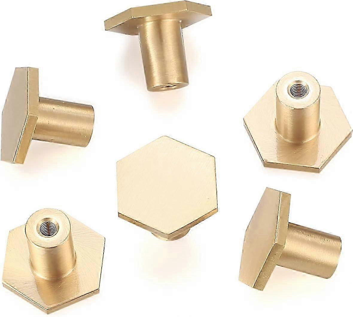 Door Handles Brass Cabinet Pulls Gold Cabinet Pulls Dresser Drawer Knobs One Hole Hex Knobs for Kitchen Office Cabinets with Screwdriver - 30*20mm