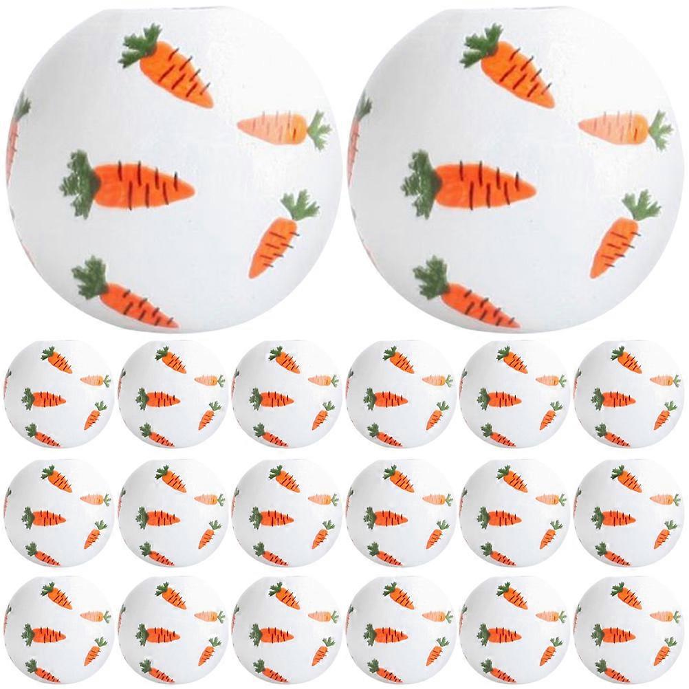 Easter Themed Wooden Beads 50Pcs Multi Color Carrot Pattern for DIY Use