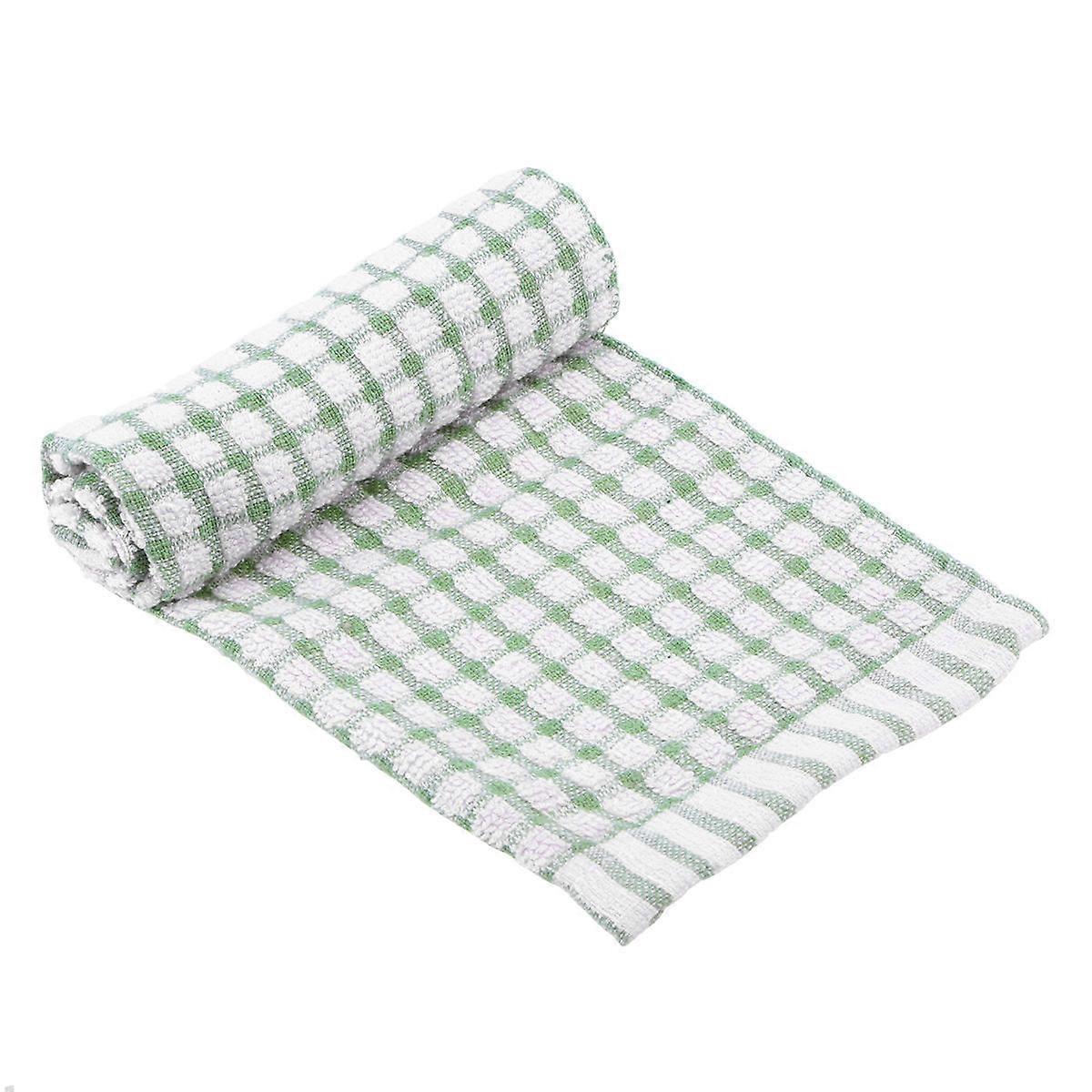 Grease Removal Kitchen Knit Rectangular Cotton Dish Towel 37x27cm Green 1Pack