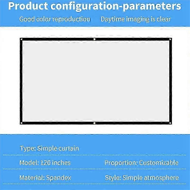 Portable Projector Screen for Home Theater Outdoor HD White Foldable Anti- (84Inch)
