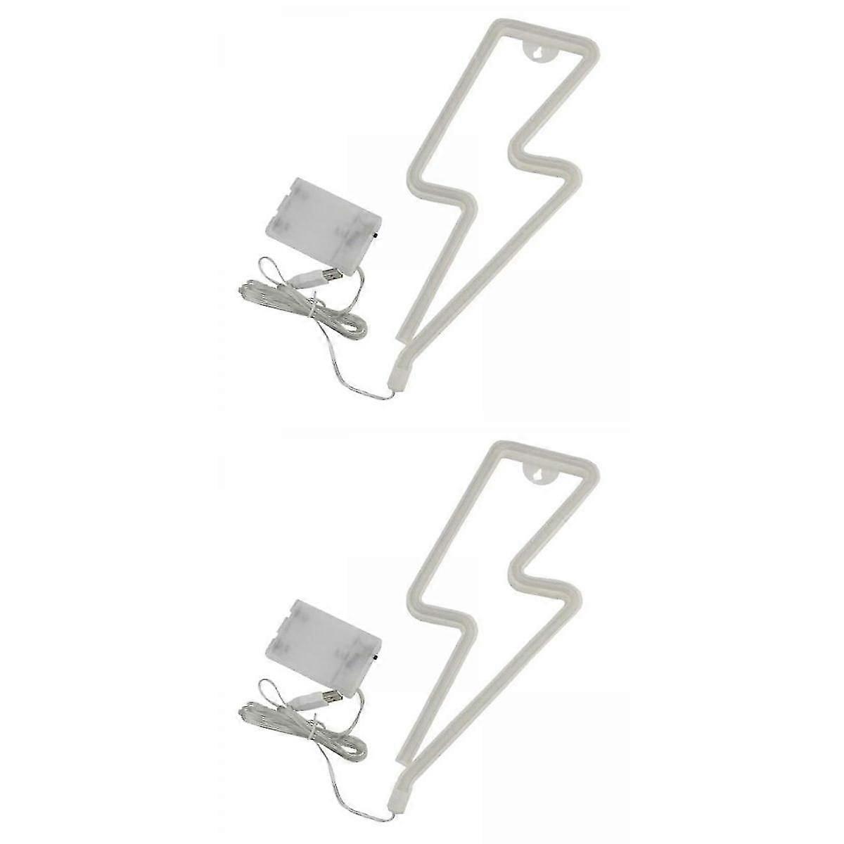 2pcs Lightning Neon Signs USB LED Night Light Wall Art Lights Red+Blue