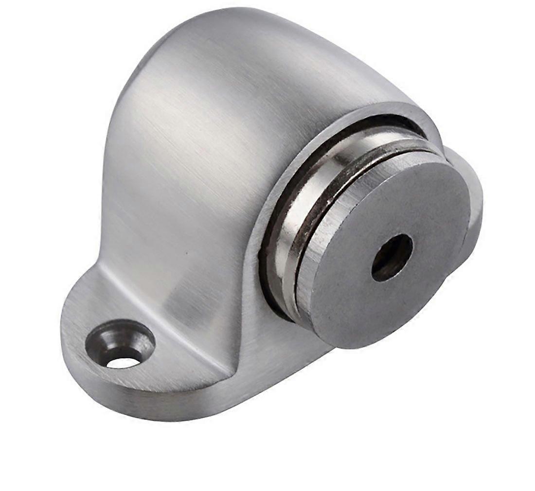 Brushed Metal Floor Mounted Magnetic Doorstop for Heavy Doors, Durable Design, Easy Installation, Silver Finish