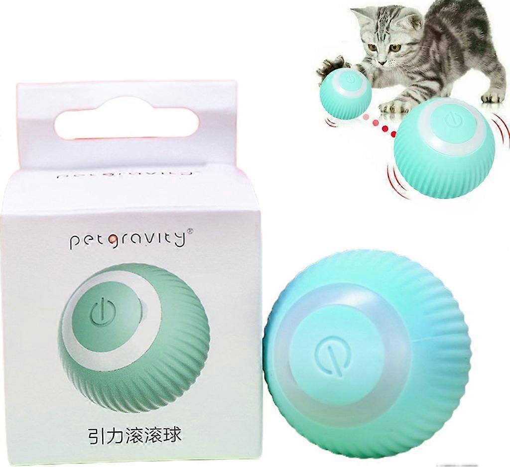 Interactive Cat Toy, 360° Automatic Rotation, with LED Light, Smart Ball Automatic Rolling Toy USB Charging, Green