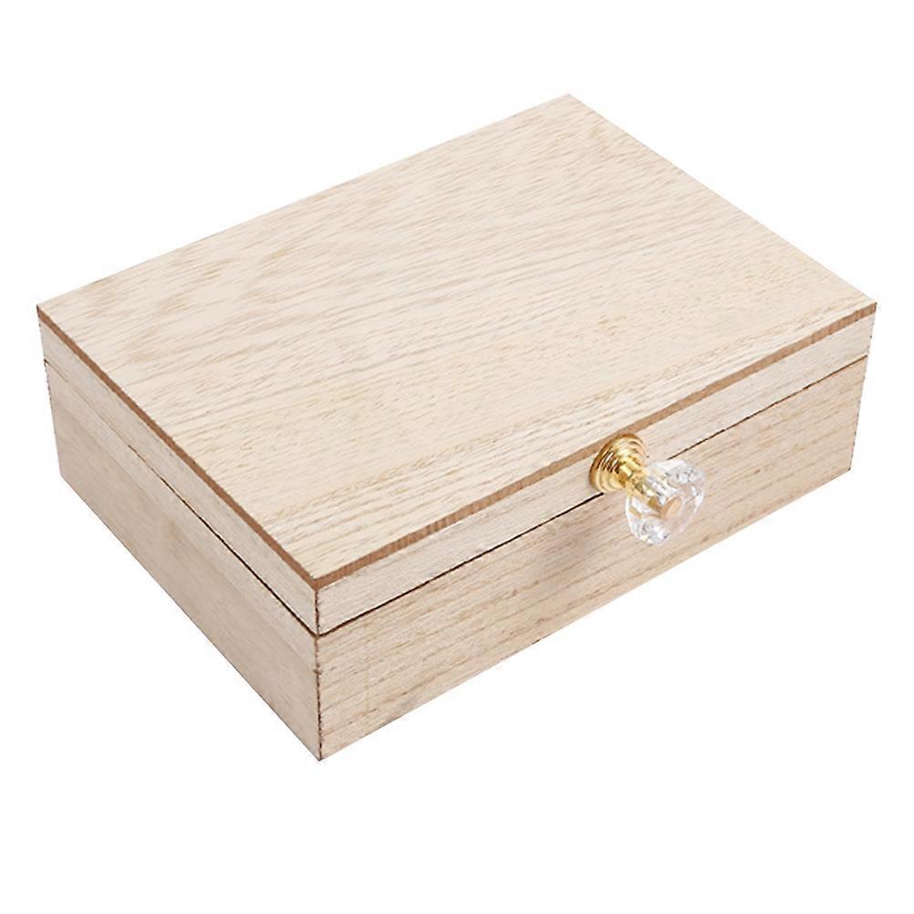 Log Ring Box Wedding Ring Storage Display Case Wood Color Rectangular Shape Simple and Warm Style 1Pcs