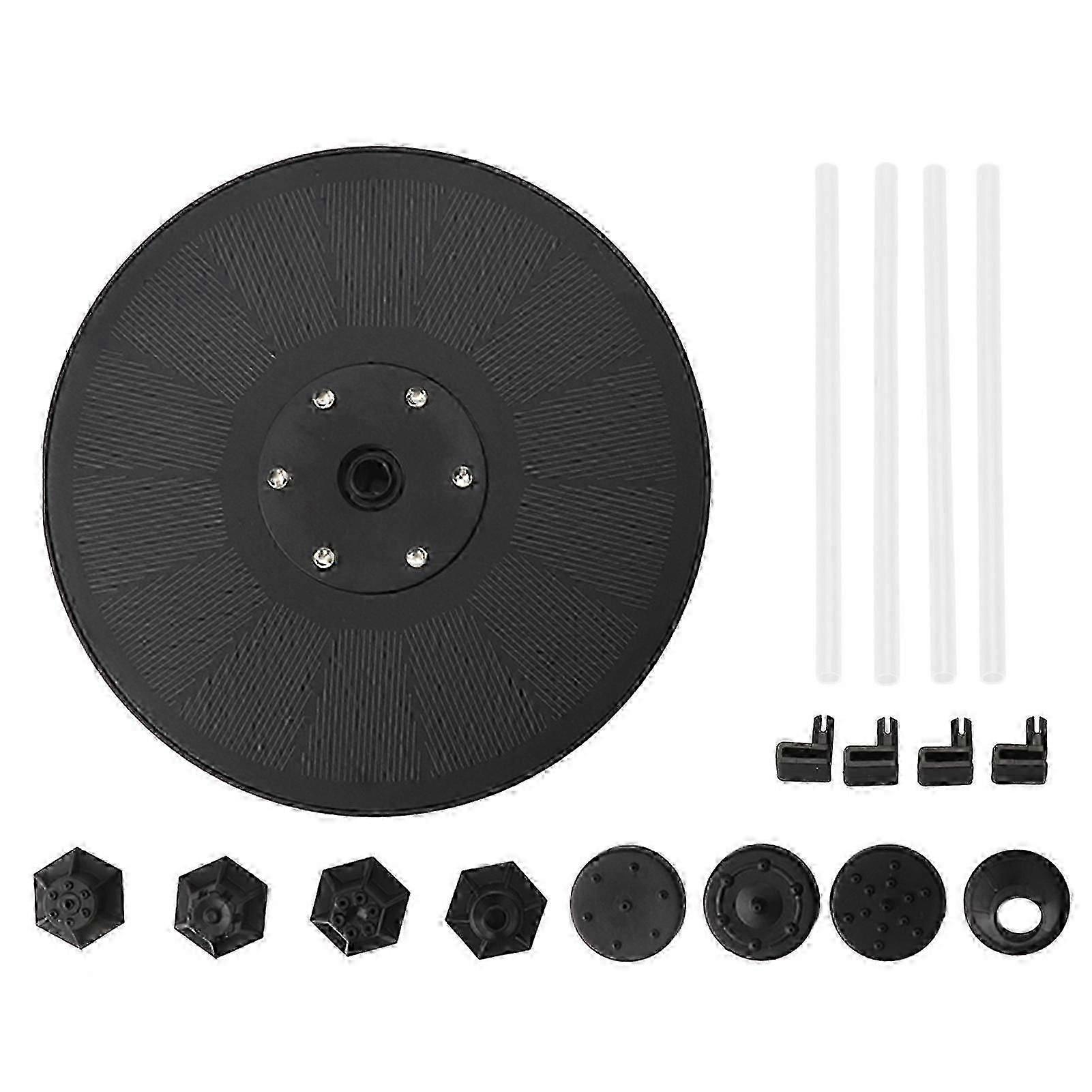 3W 7V Solar Lighted Fountain with Nozzle Floating Fountain Pump for Bird Bath Garden Landscape