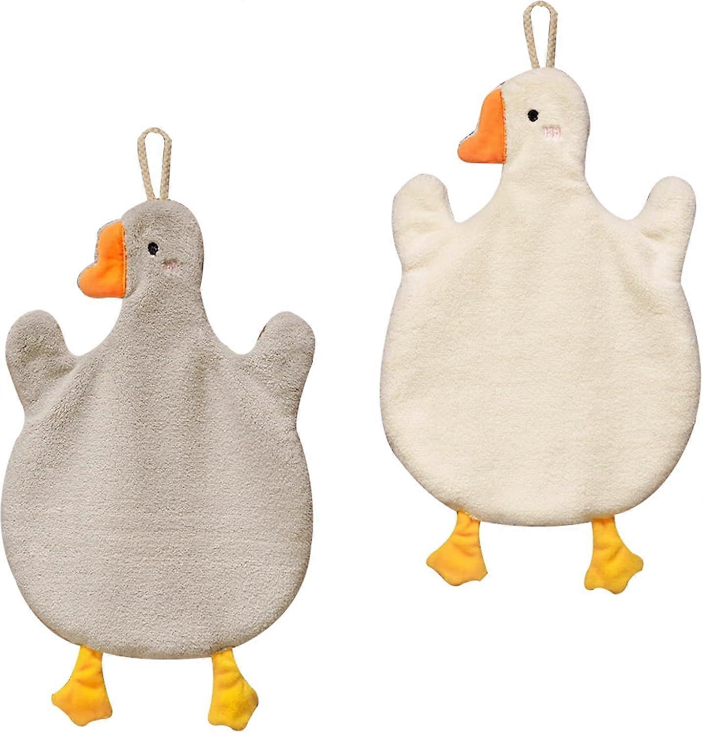 2Pack Hanging Hand Towels with Hanging Loop Absorbent Coral Fleece