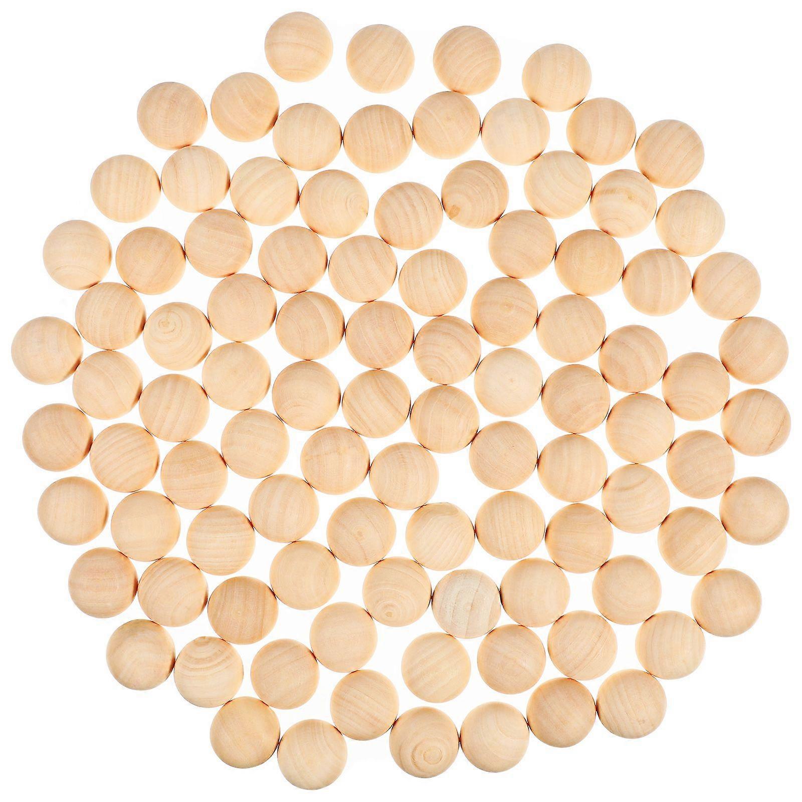 100stk ufærdige halve trækugler Mini halvkugle halvhåndværksbolde til DIY-projekter Børnekunst og håndværksforsyninger (lysegul 20mm)