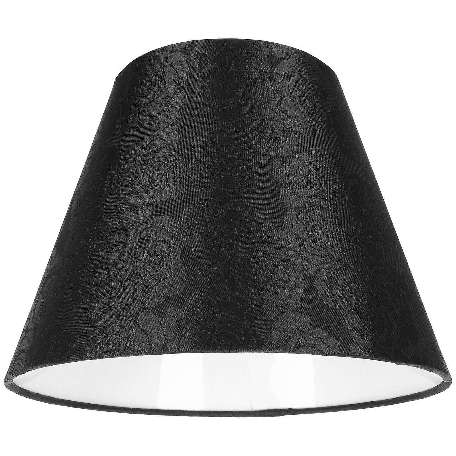 Lampshade Table Lamp Chrysanthemum Embroidery Jacquard Cloth Art Desk Lampshade Black 23x23cm Protect 1Pack