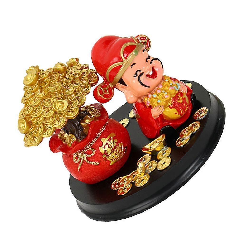 God of Fortune Resin Figure Cartoon Craft Ornament with Vibrant Colors for Home Office Study Table Display