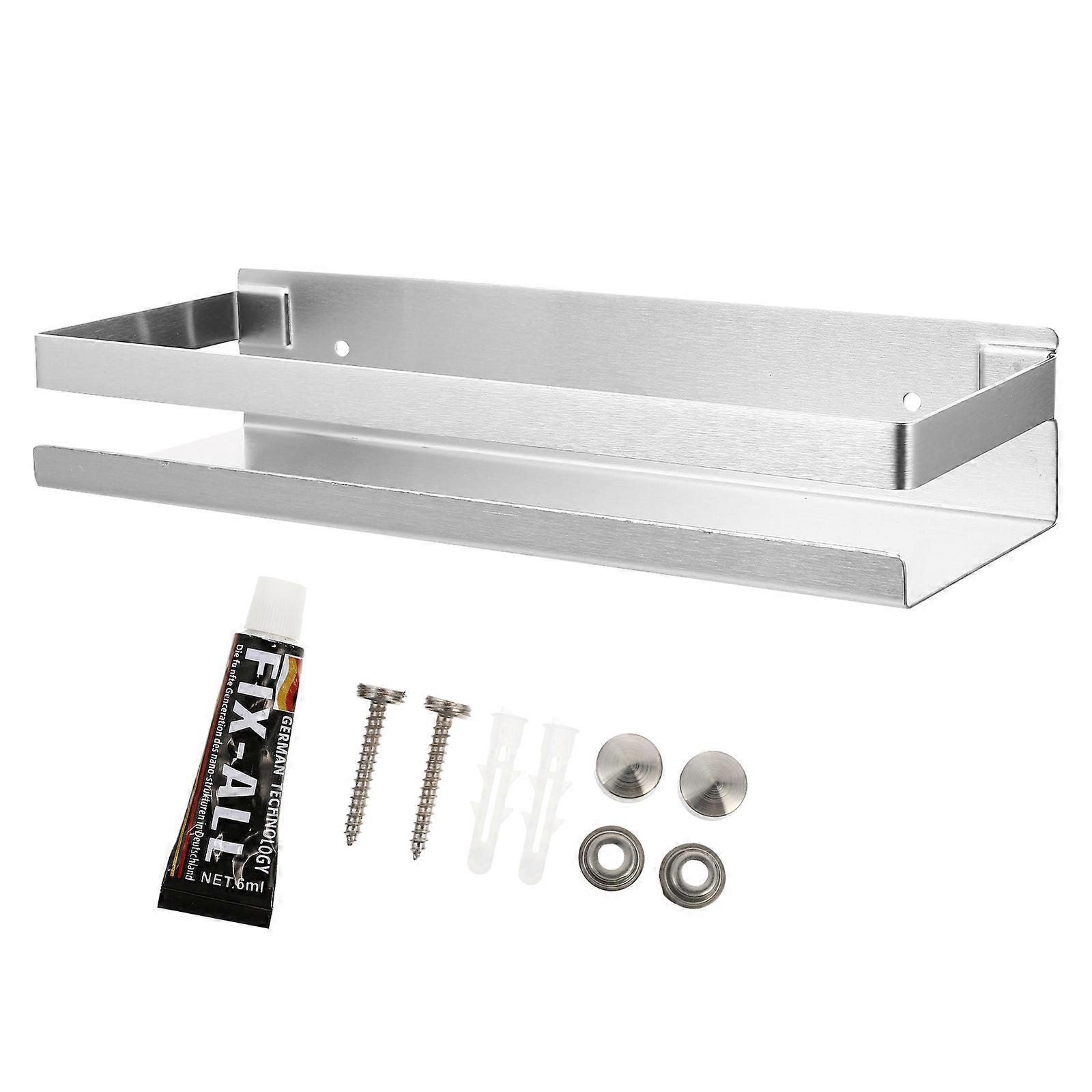 Small Wall Shelf Stainless Steel Storage Rack Kitchen Bathroom Wall Mounted Waterproof 1Pc