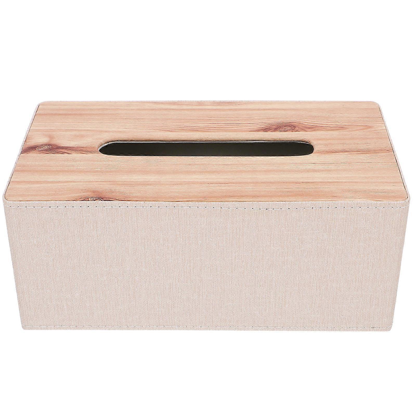 Rectangular Tissue Box Cover Tissue Box Holder Rectangular For Car 25.40X14.10X10.40CM Beige Minimalist 1Set