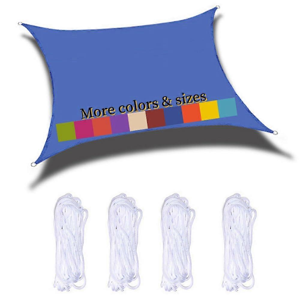 Sun sail, 4x5m, waterproof, PES polyester, 98% UV block, for outdoor use, includes ropes, royal blue