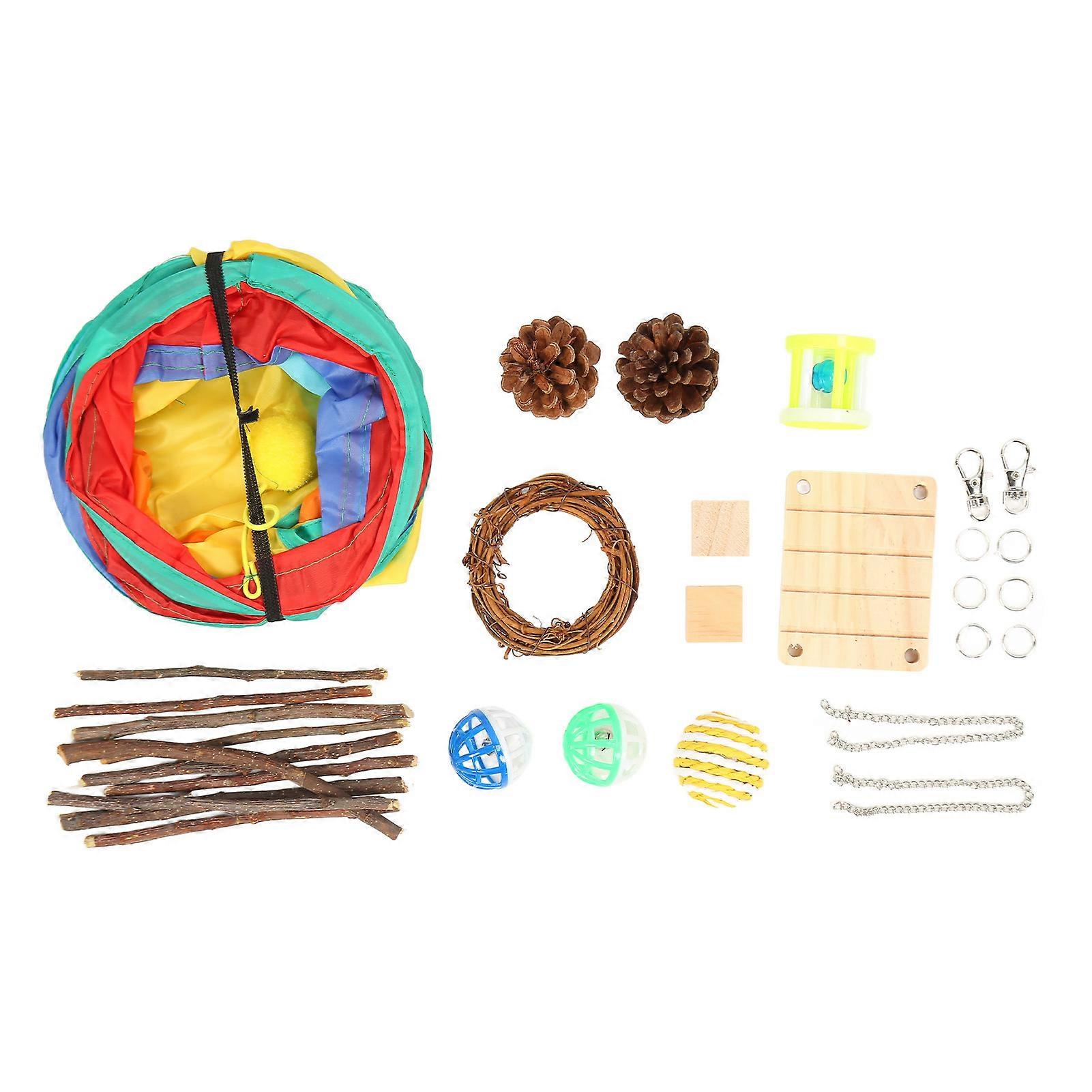 Hamster Tunnel Toys Grinding Teeth 3 Way Rabbit Tunnels and Tubes with Chew Toys for Rabbit Guinea Pig Chinchilla