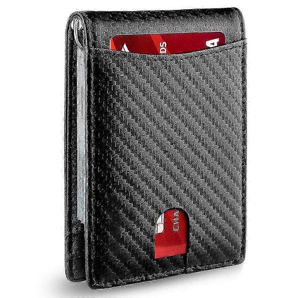 Slim RFID-Blocking Leather Wallet with Money Clip for Men