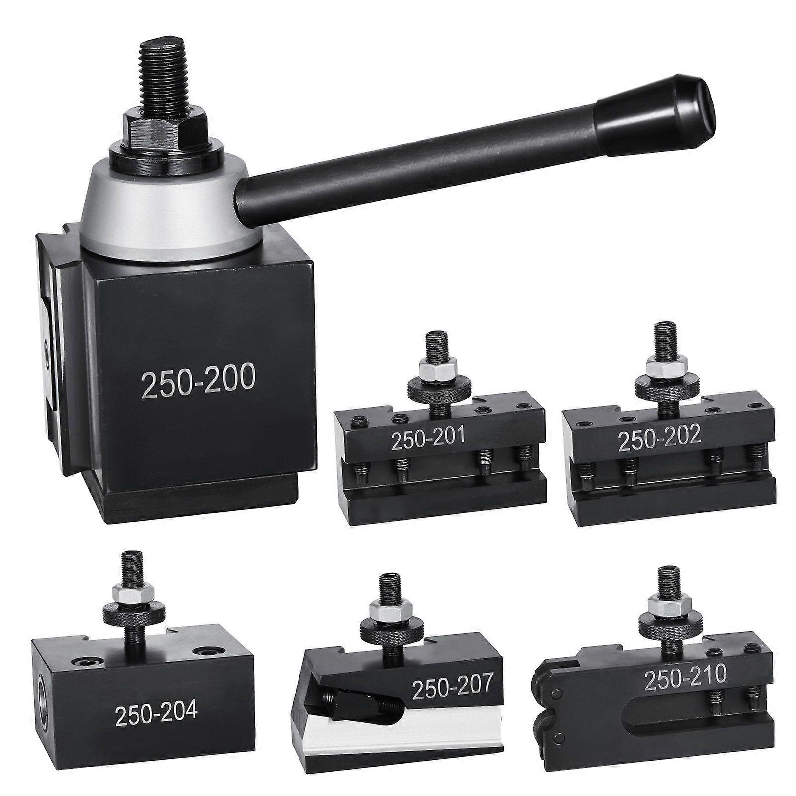 Quick Change Tool Post Set, 6 Pcs, Includes Lathe Tool Holders, Wedge Type Tool Post, for Mini Lathe & Metal Lathe 10"-15" Swing