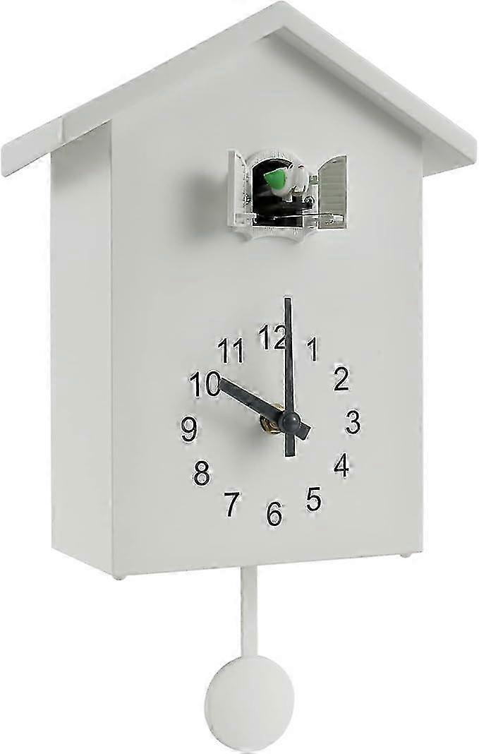 Minimalist Cuckoo Sound Clock with Pendulum - Battery Powered Bird House Wall Decoration