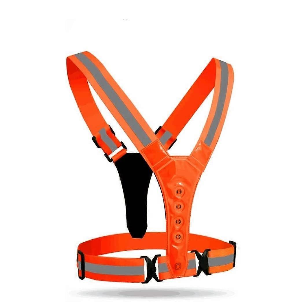 Reflective Vest LED Adjustable Reflective Safety Vest for Adults, Night Running, Cycling, Riding, Orange