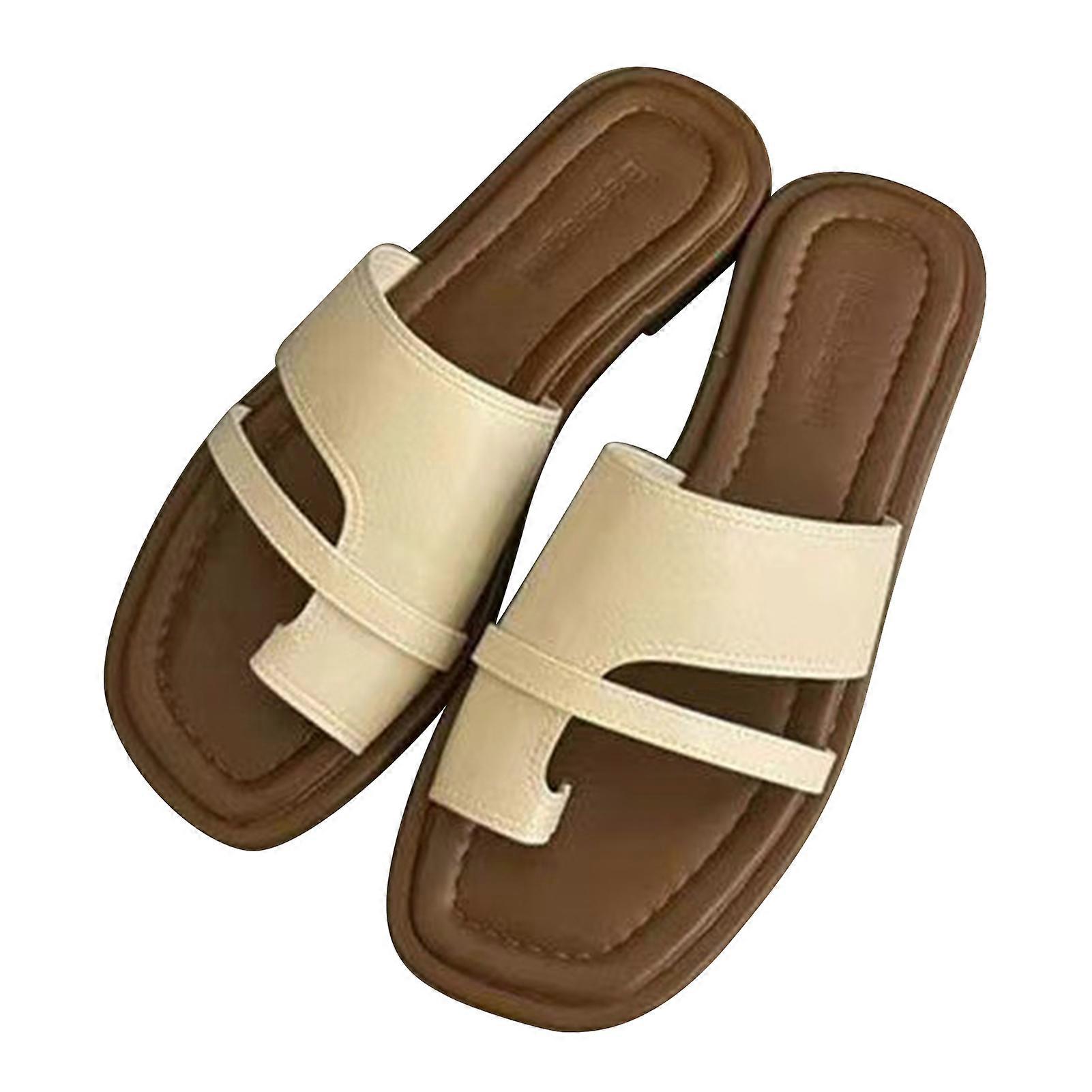 Summer Solid-Color Flat Sandals Comfortable Breathable Shoes for Daily Wear
