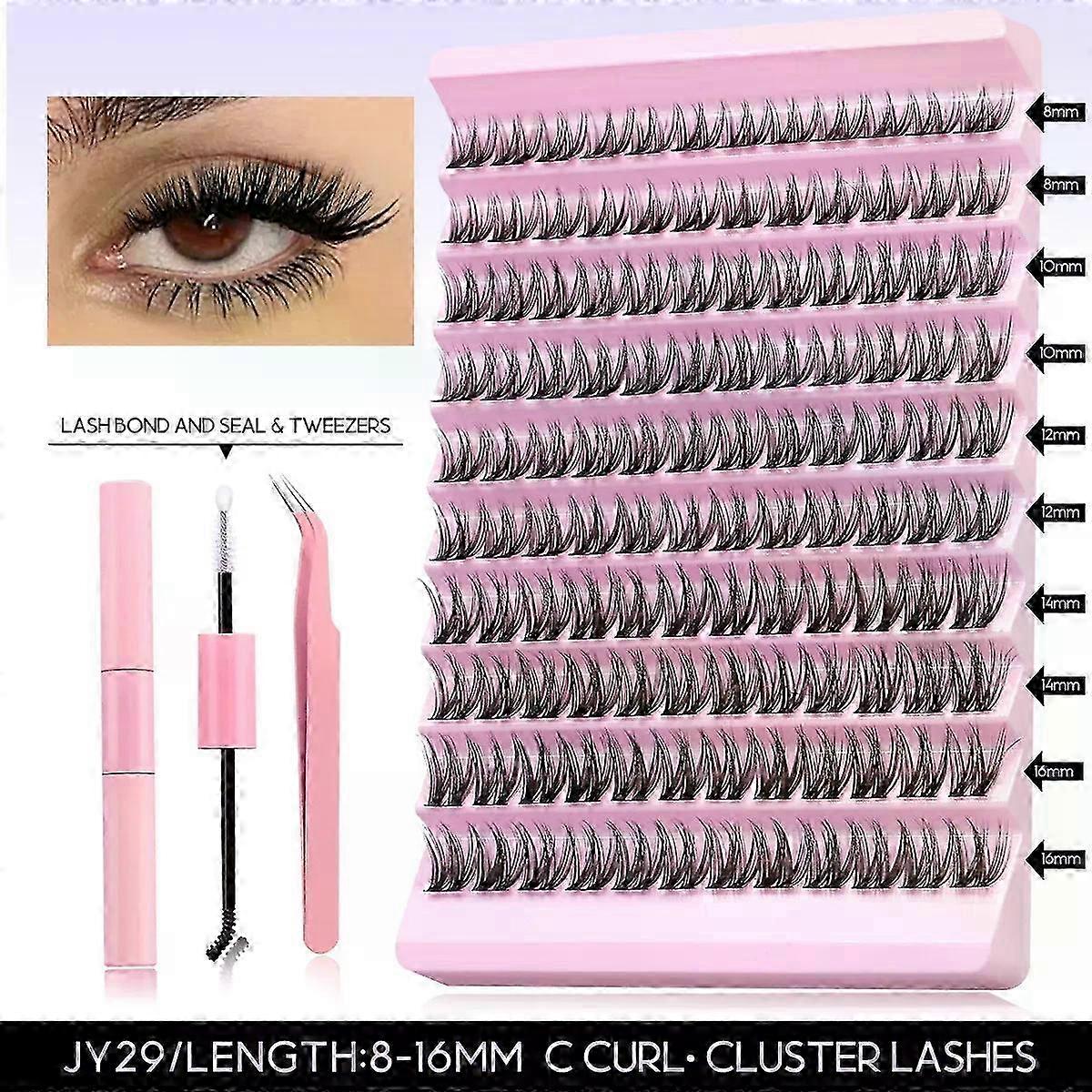 DIY Eyelash Extension Kit with Individual Cluster Lashes and Glue Remover for Makeup