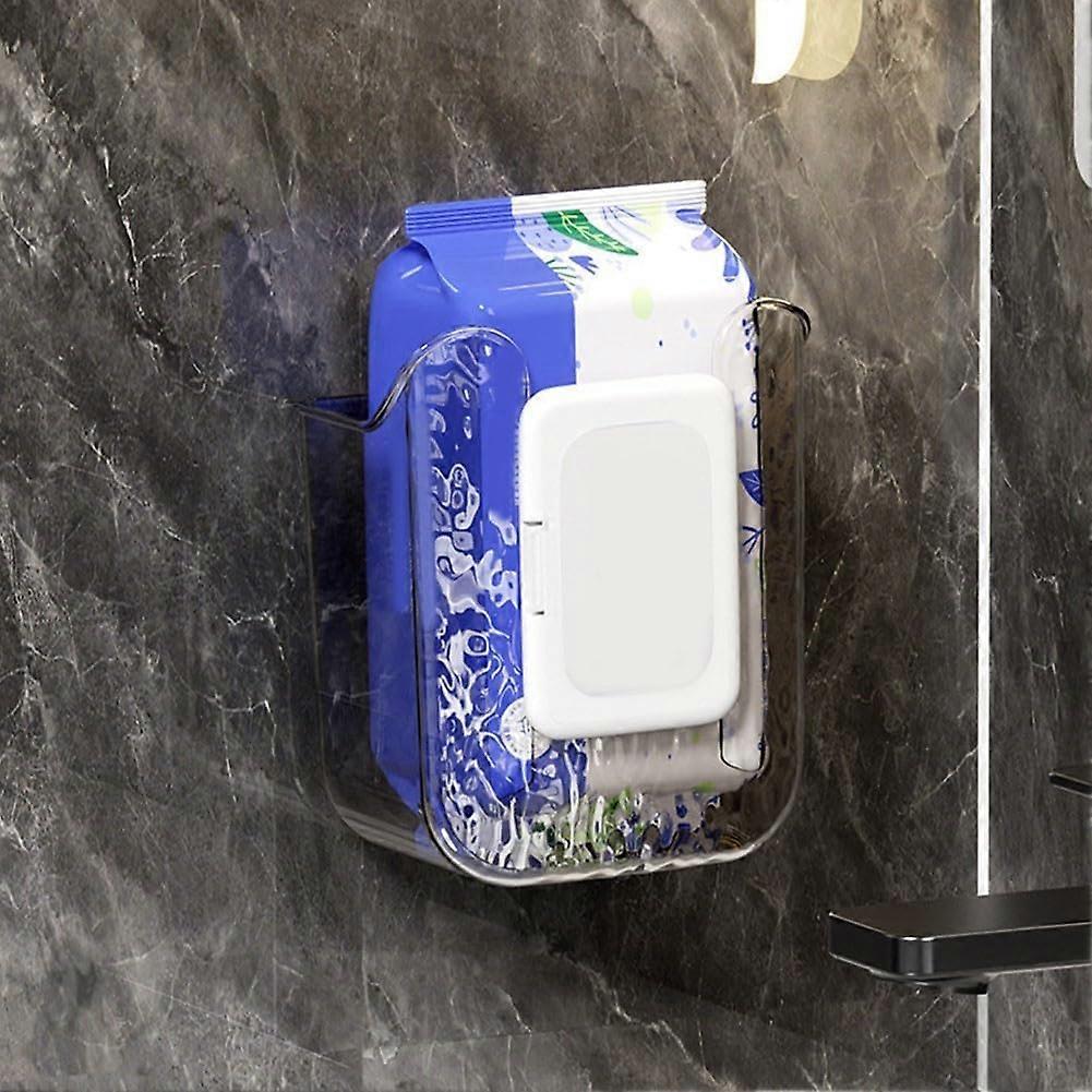 Tissue Storage Box Wall-Mounted for Easy Access to Wet Wipes in Small Rooms, Transparent Gray, Compact Design