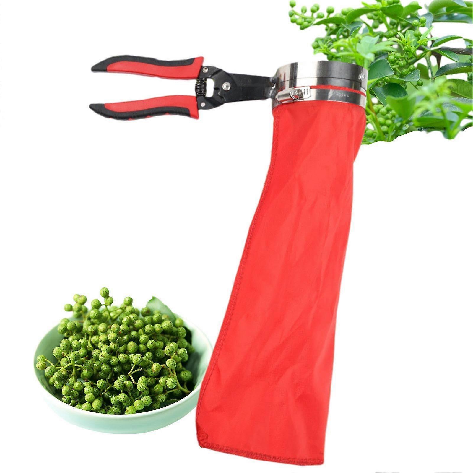 Pepper picker, catcher tool Portable picker with storage bag for jujube, orange, lemon (4th gen) spring stainless steel