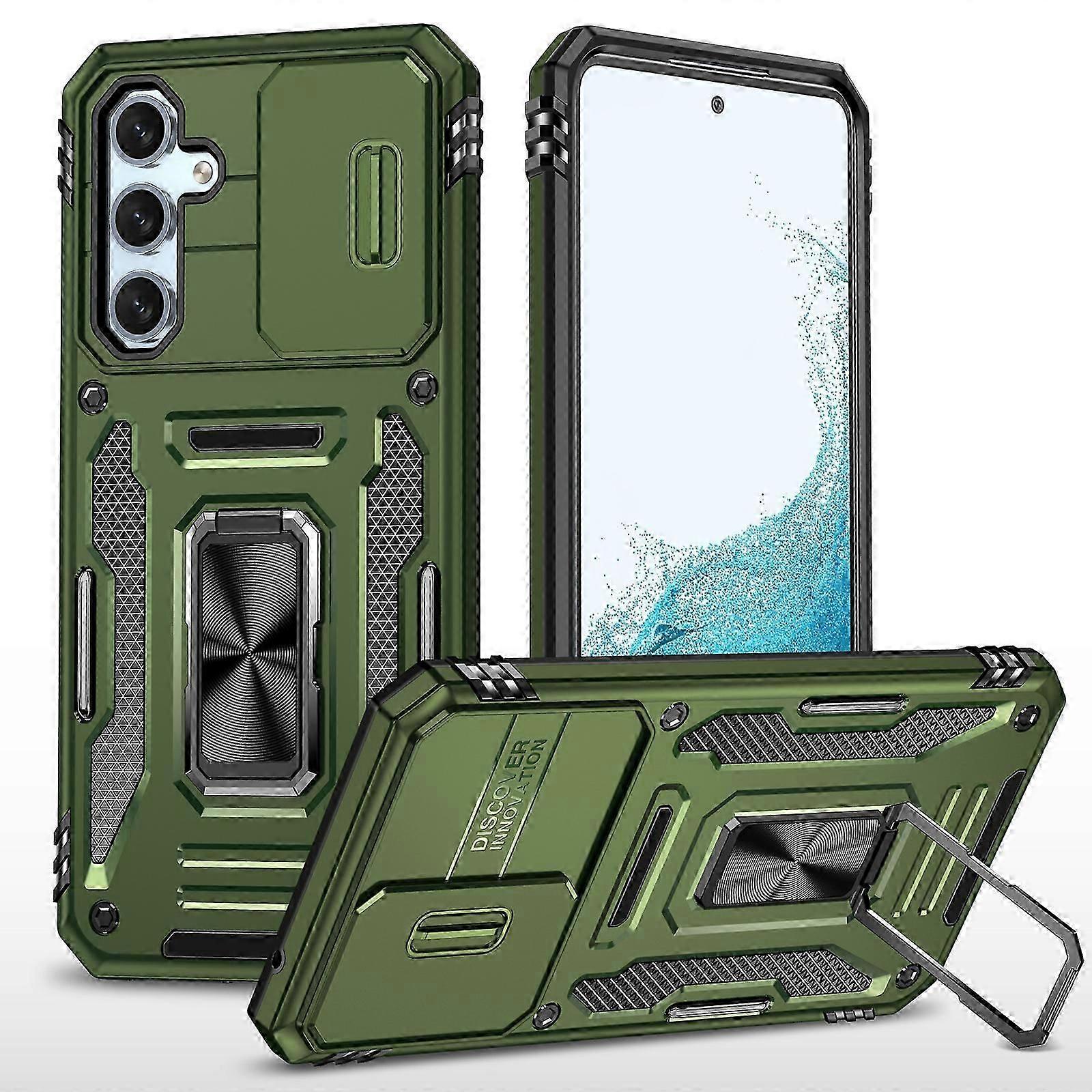 For Samsung Galaxy A55 case, with sliding camera case, Military Grade Shockproof Case with Ring Kickstand