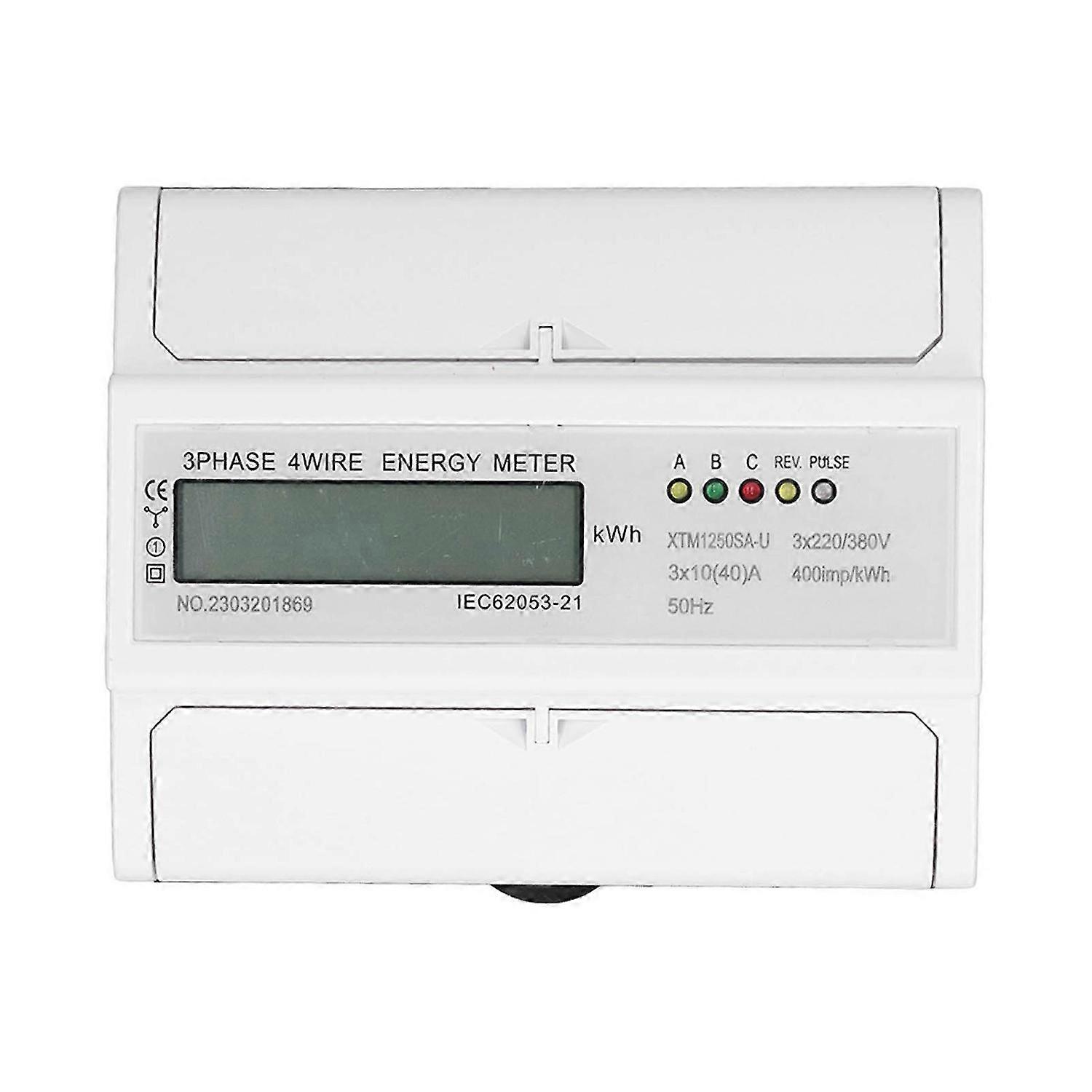 Electric Energy Meter 3 Phase 4 Wire LCD Electricity Tester DIN Rail Current Voltage Power Meter 3x220V/380V