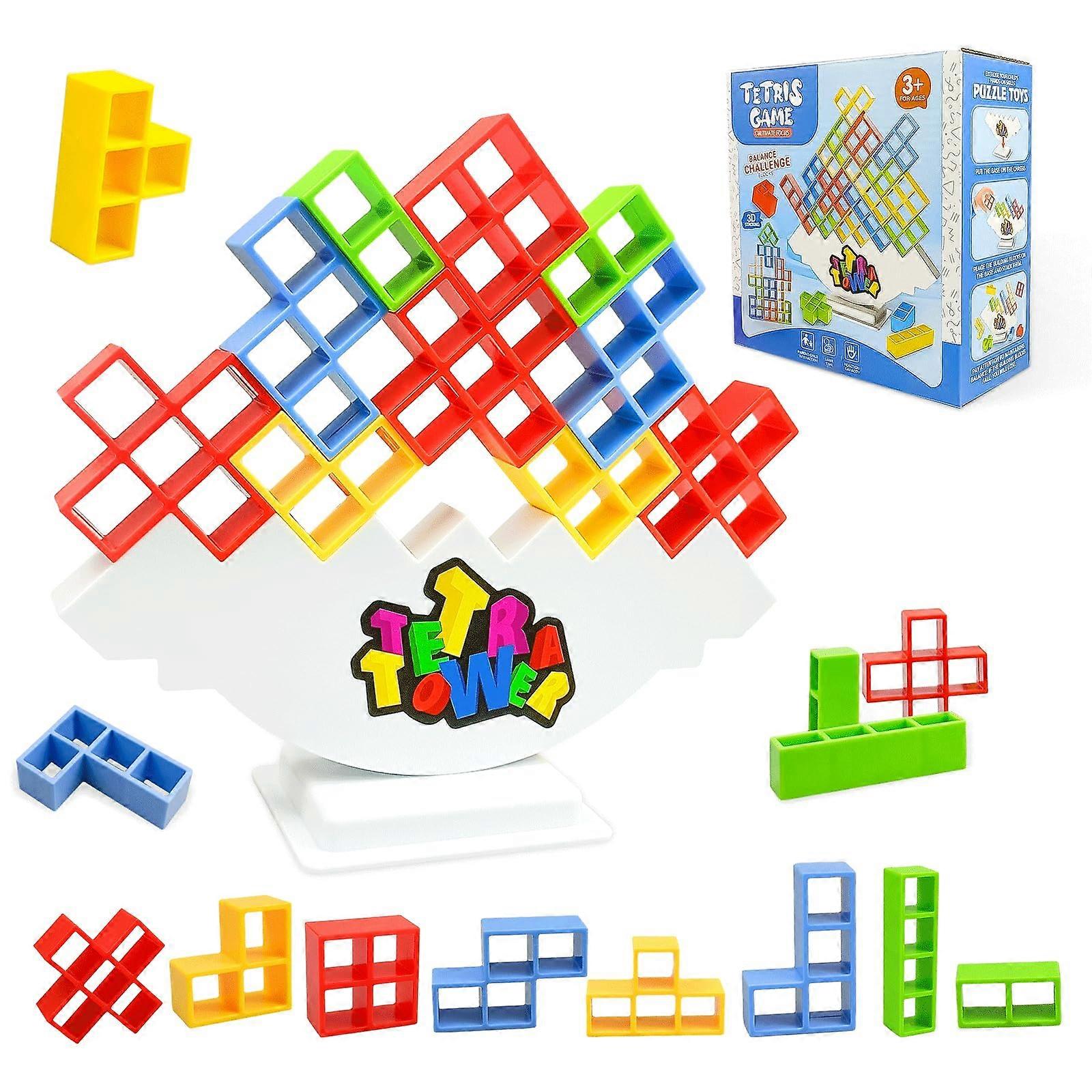 48 Pieces Tetra Tower, Tetra Tower Game, Tetra Tower Game Adults, Tetris Balance Toy Tower Game, for Boys and Girls from Years 3